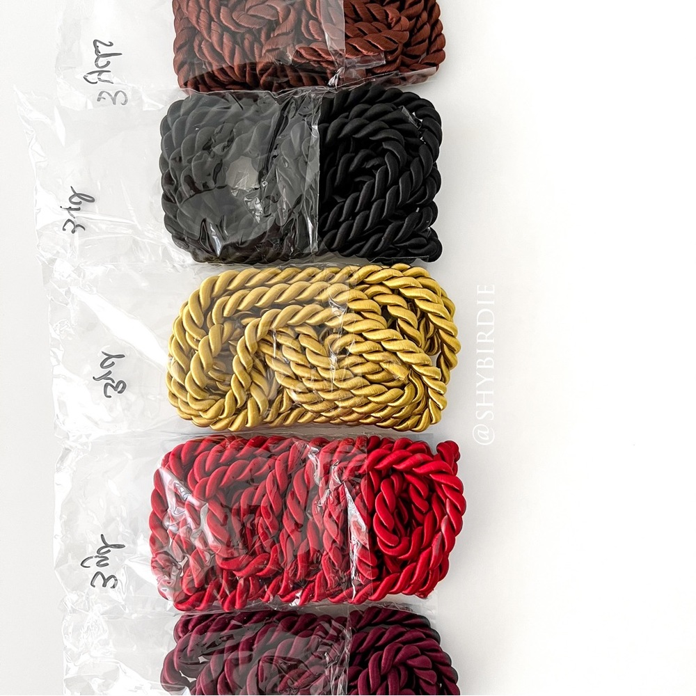 NEW Variety Pack of Thick Satin Twisted Rope, 5 colors, 14.5 yards